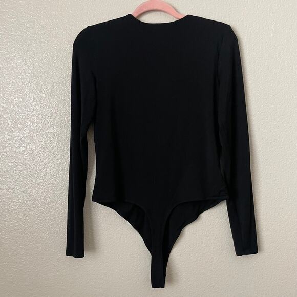 Jonathan Simkhai Bodysuit Womens Large Black Double Knit Long Sleeve Thong - Picture 6 of 10